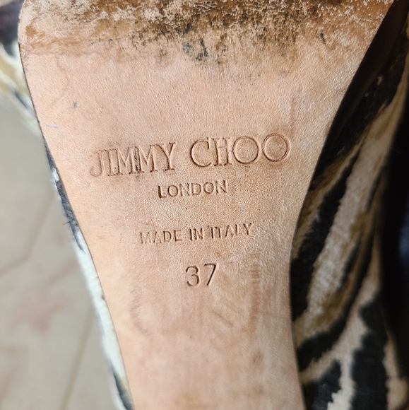 Jimmy Choo Animal Print Canvas Slingback Heels Size 37 - Picture 8 of 10